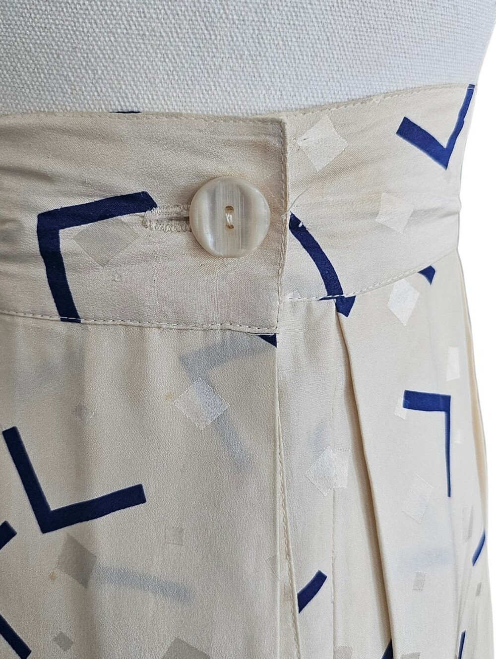Vintage 80s Christian Dior Separates Silk Abstract Pleated Midi Skirt Size 8 - Picture 6 of 11